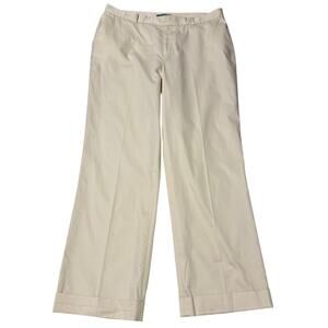 Lauren Ralph Lauren Ivory Cotton Wide Leg Trouser Pants Size 14